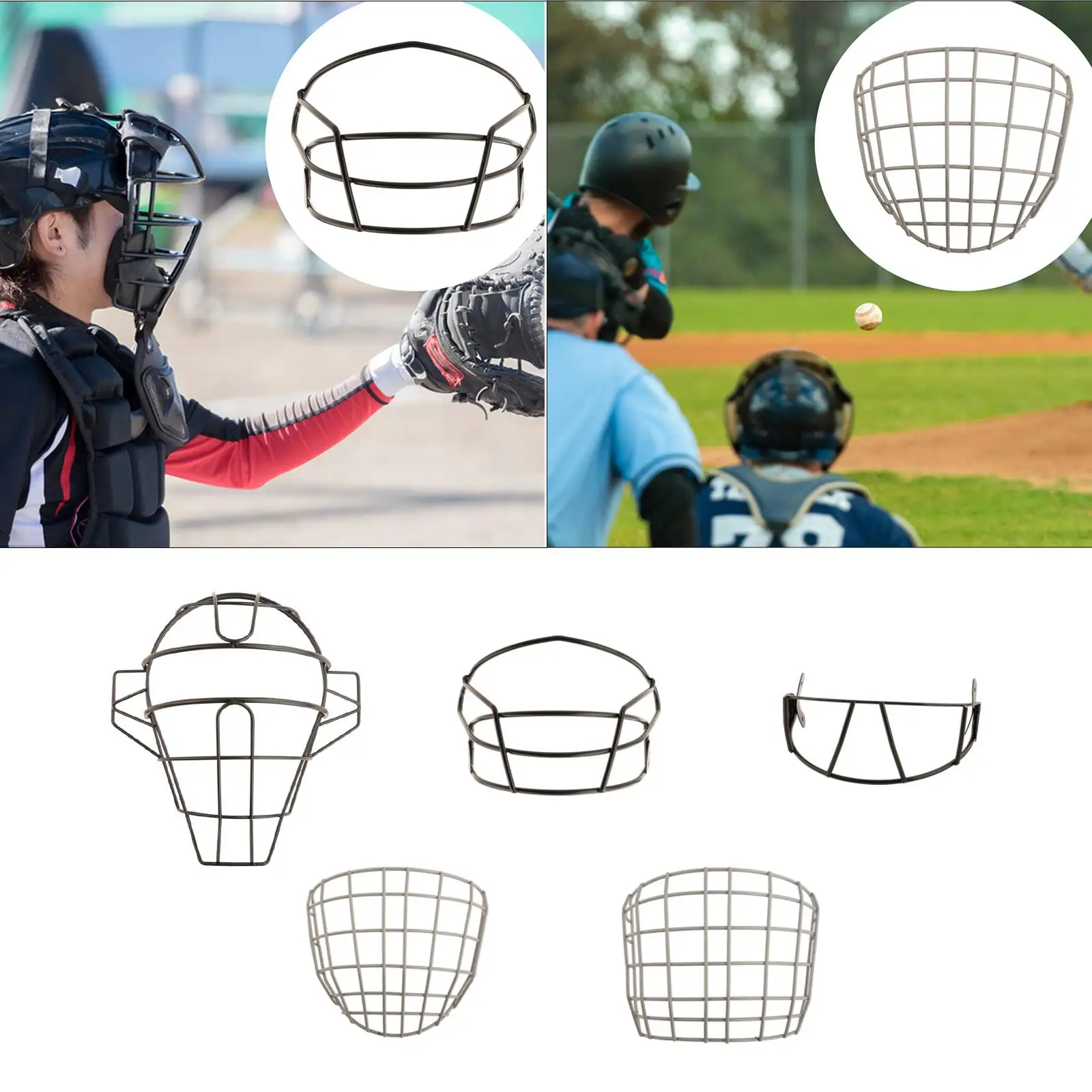 Baseball Face Guard Wire Protection Mask Metal Helmet Cage for Softball Catcher Adult Batting Field Safety Gear