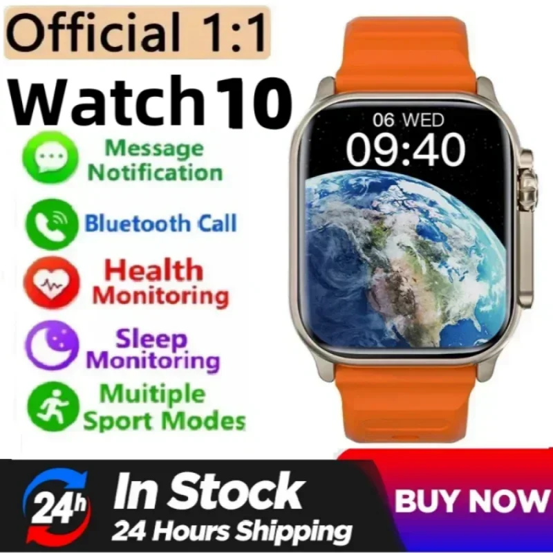 NFC GPS 트랙 블루투스 통화 BT 음악 게임, 무선 충전 스마트워치, 10 울트라 스마트 워치, 49mm, 2024 신제품