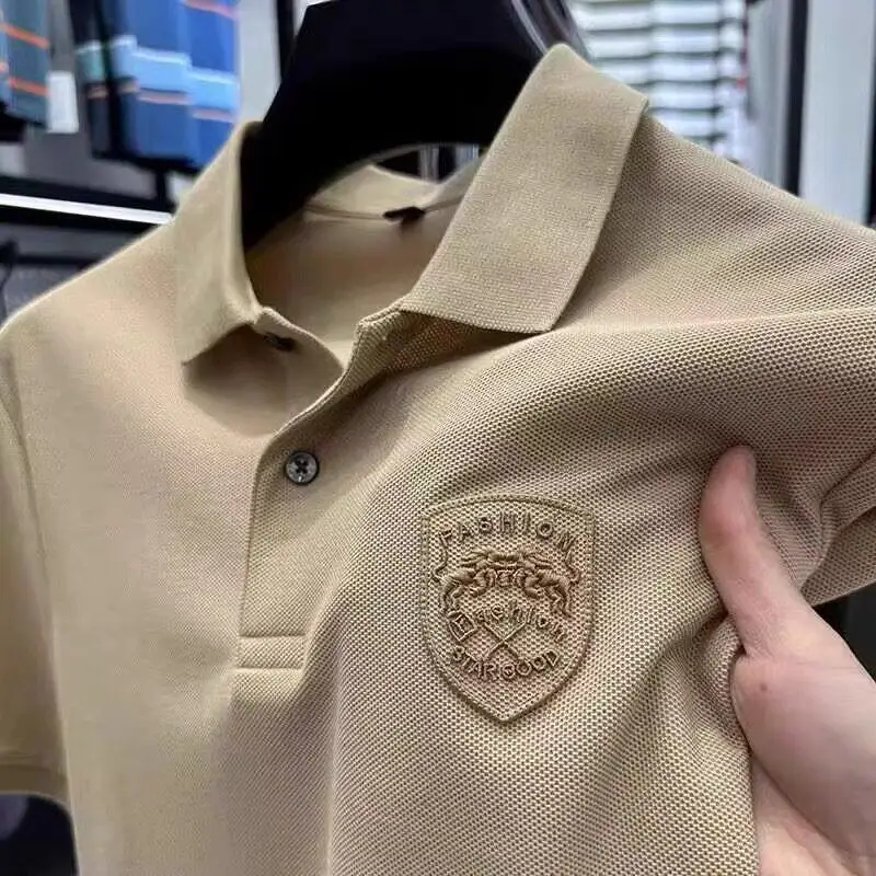 Summer Men's  Shirt Short Sleeve Business Casual Loose Fit Half Sleeve Shoulder Padded American Style Teenage Breathable