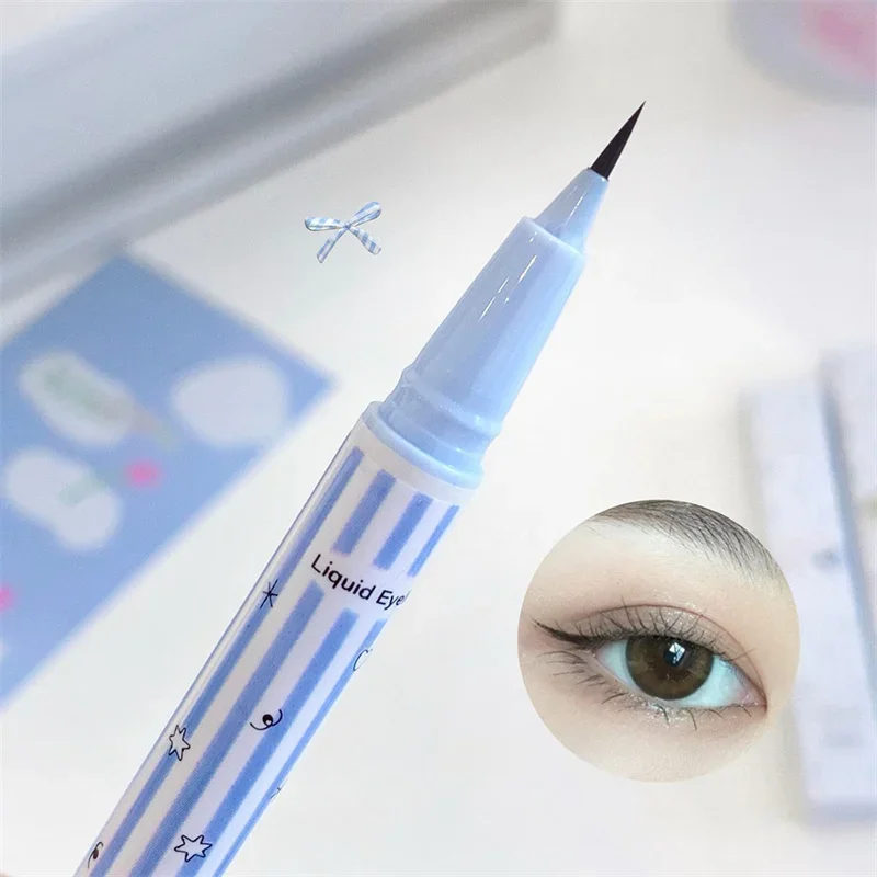 Waterdichte Sneldroge Vloeibare Eyeliner Pen Ultrafijn Zwart Bruin Roze Blijvende Zijderupsen Eyeliner Potlood Schoonheid Ogen Make-Up