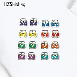 2023 Cartoon Hippie Van Car Acrylic Resin Stud Earrings Epoxy Handmade Jewelry Gifts Friends