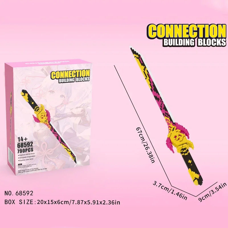 مكعبات بناء سيف الساموراي للأطفال ، نموذج سلاح أنيمي كاتانا ، طوب مجمّع ، زخارف سطح مكتب إبداعية ، ألعاب كلاسيكية ،! #6