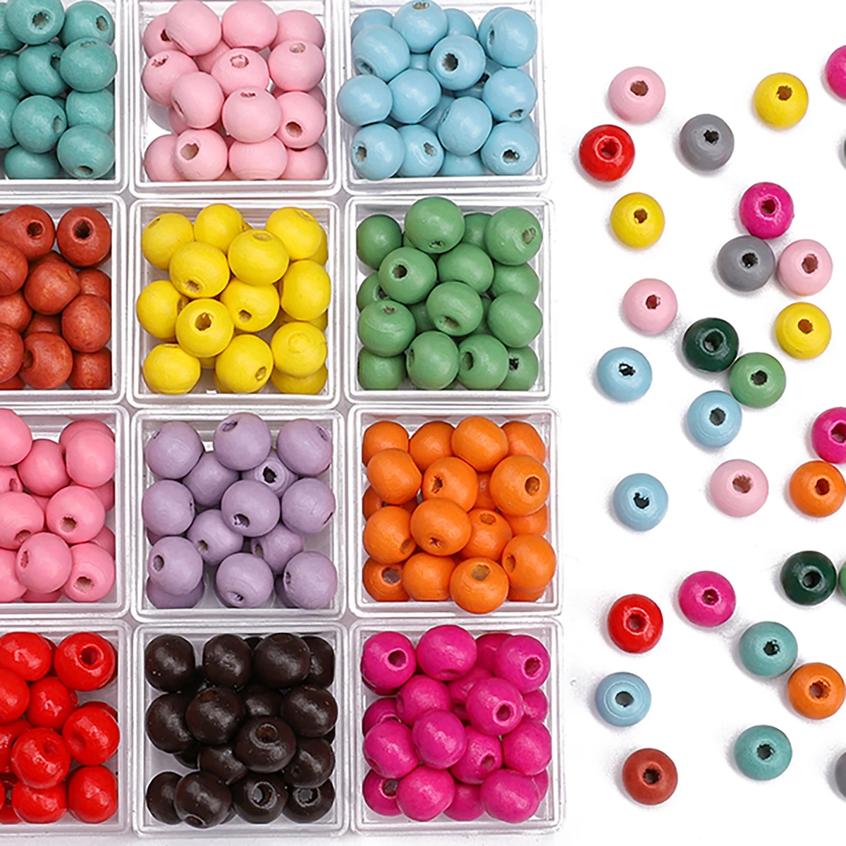 8mm 50Pcs/Bag Wooden Solid Color Spray Painted Round Beads Unique Loose Beads Handmade DIY Making Jewelry Bracelets Earrings Acc - view 2