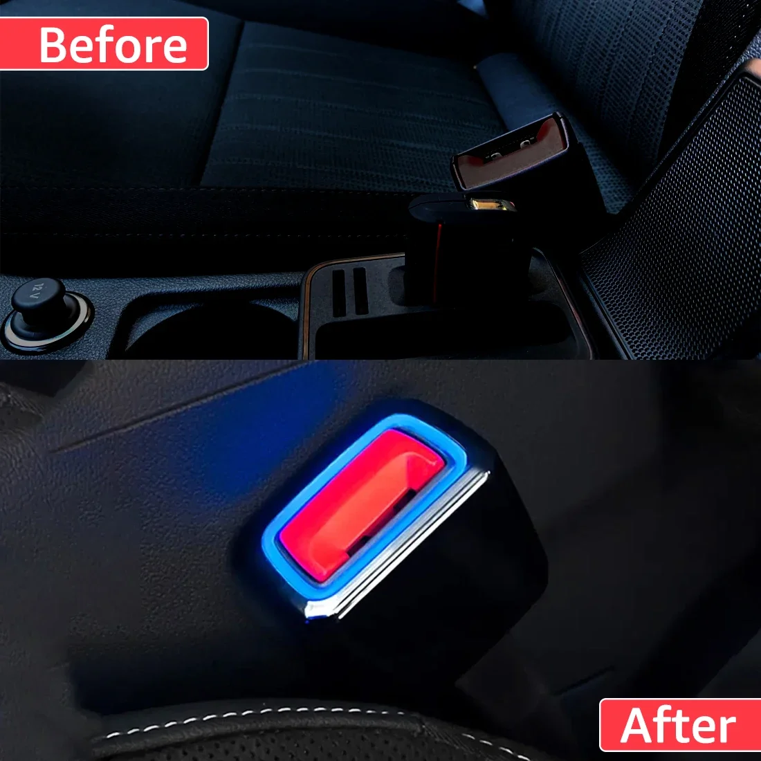 For Tesla Safety Buckle Ambient Light 64 Colors For Model 3 Model Y S X Seat Belt LED Decorative Lamp Car Interior APP Control