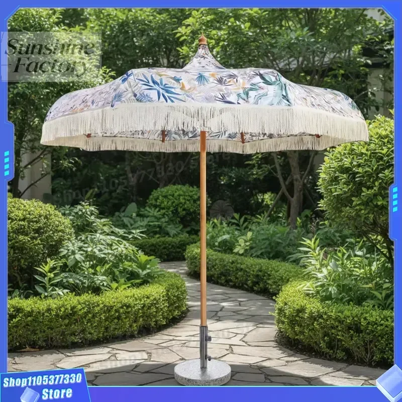 48 Column Pointed European Style Pagoda Umbrella Digital Printing Custom Tassel Waterproof Wind Resistant Outdoor Sunshade