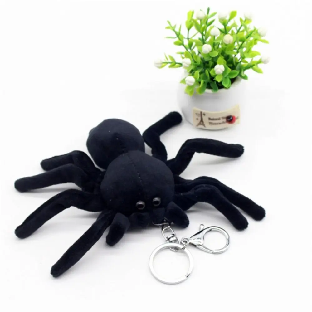 Divertido llavero de araña realista, animales de peluche, juguetes de parodia, llavero de araña, bolso bonito, colgante, juguetes de peluche de araña para niñas y niños