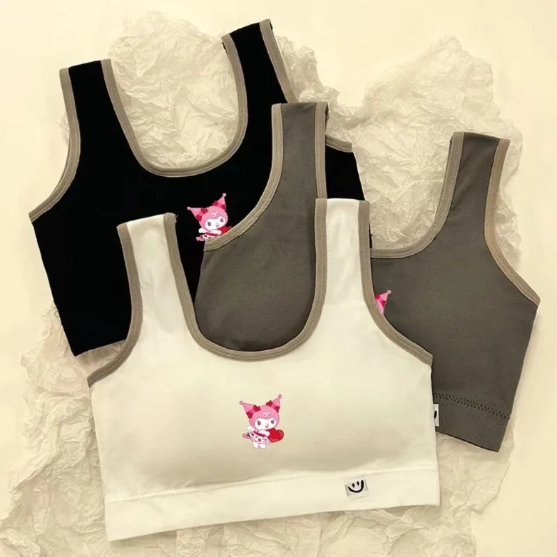 Sanrio kawaii cartoon anime My melody underwear cute girls development period sports fixed one cup small vest bra gift wholesale