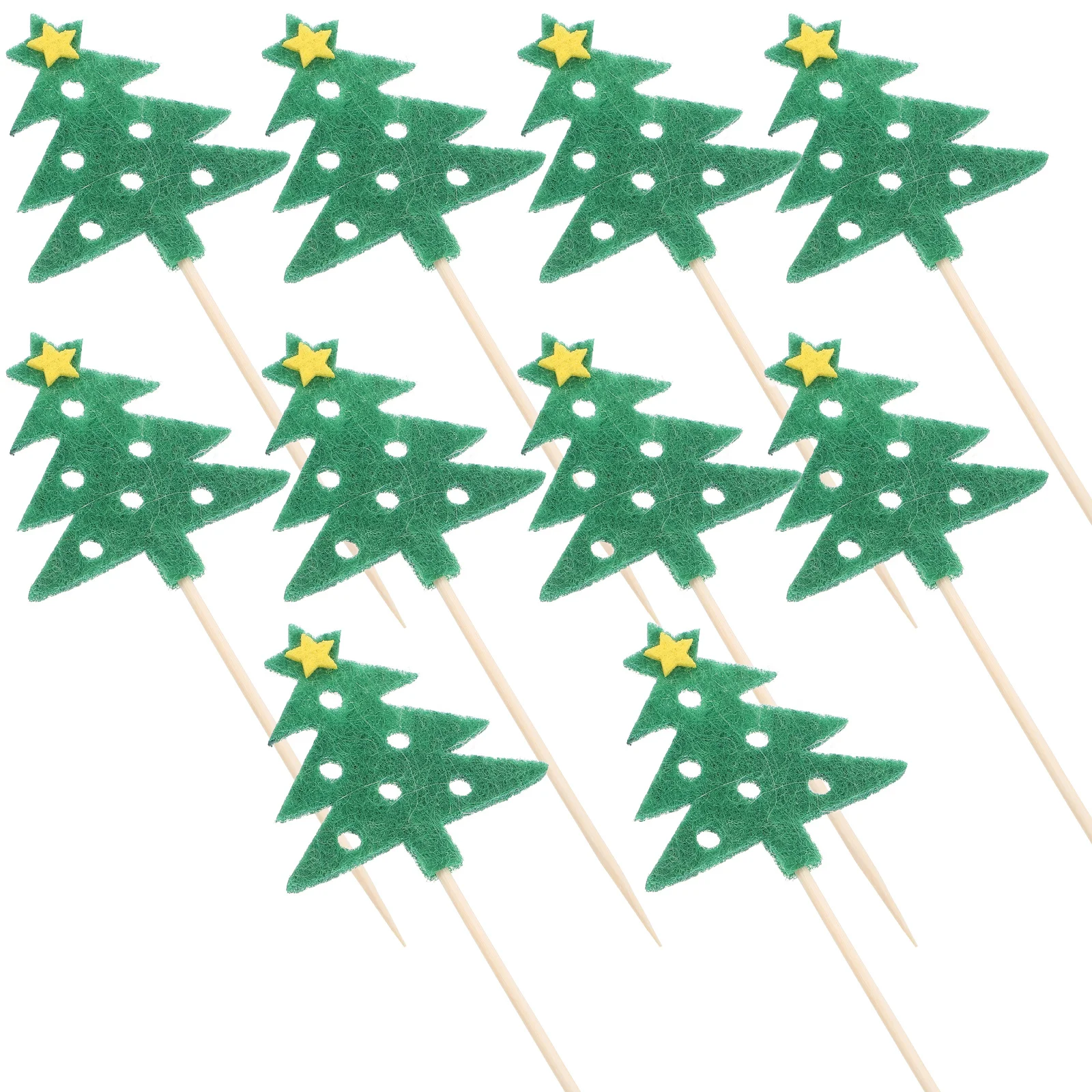 

10Pcs Christmas Tree Cocktail Picks Festive Dessert Toothpicks for Cupcakes Cake Fruit Holiday Party Cocktail Picks