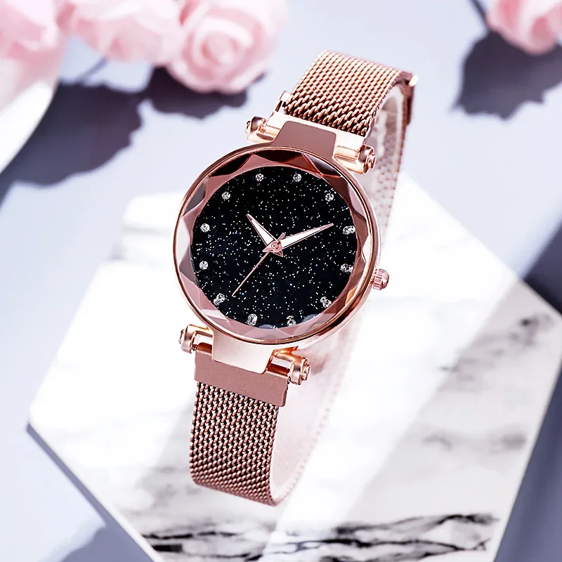 Women Watch Bracelet Luxury Diamond Rose Gold Ladies Wrist Watch Magnetic Women Bracelet Watch for Female Clock Relogio Feminino