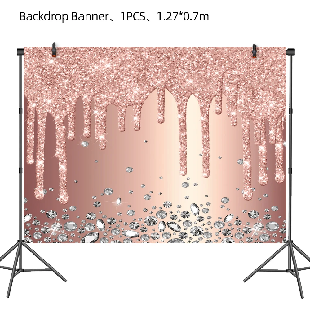 الوردي الوردي الذهب لوازم حفلات الزفاف حفلة عيد ميلاد الديكور الماس بريق نمط ورقة كأس لوحة الكبار فتاة غطاء المائدة #6