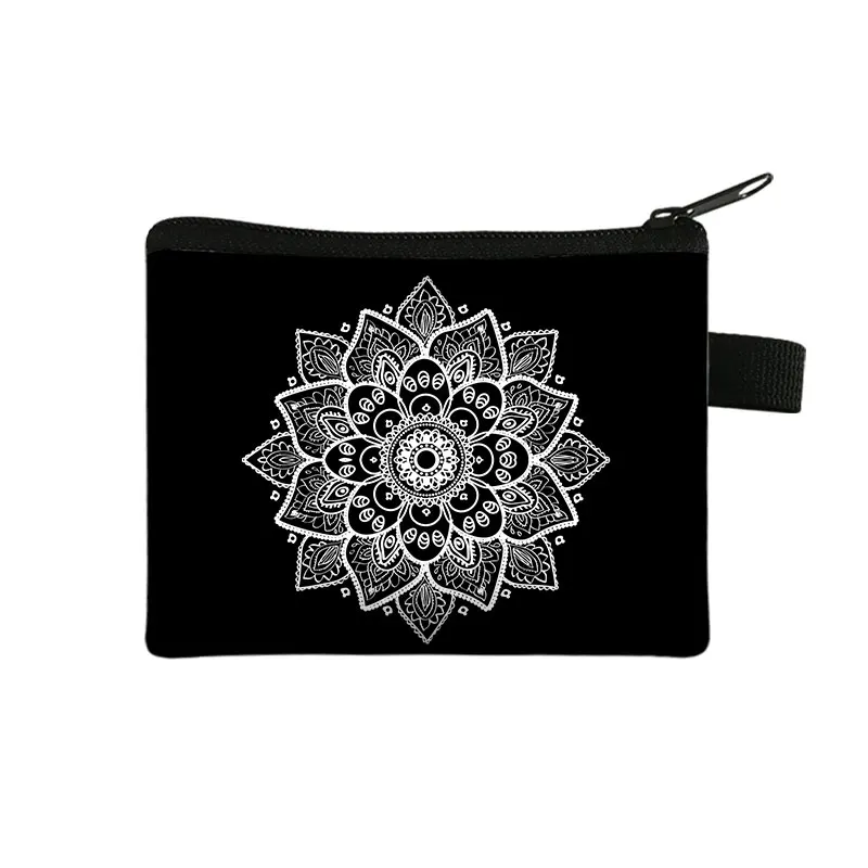 Hand of Fatima Coin Purse Turkish Blue Evil Eye Coin Bags Mandala Flower Money Bag Earphone ID Credit Card Key Small Wallet Gift