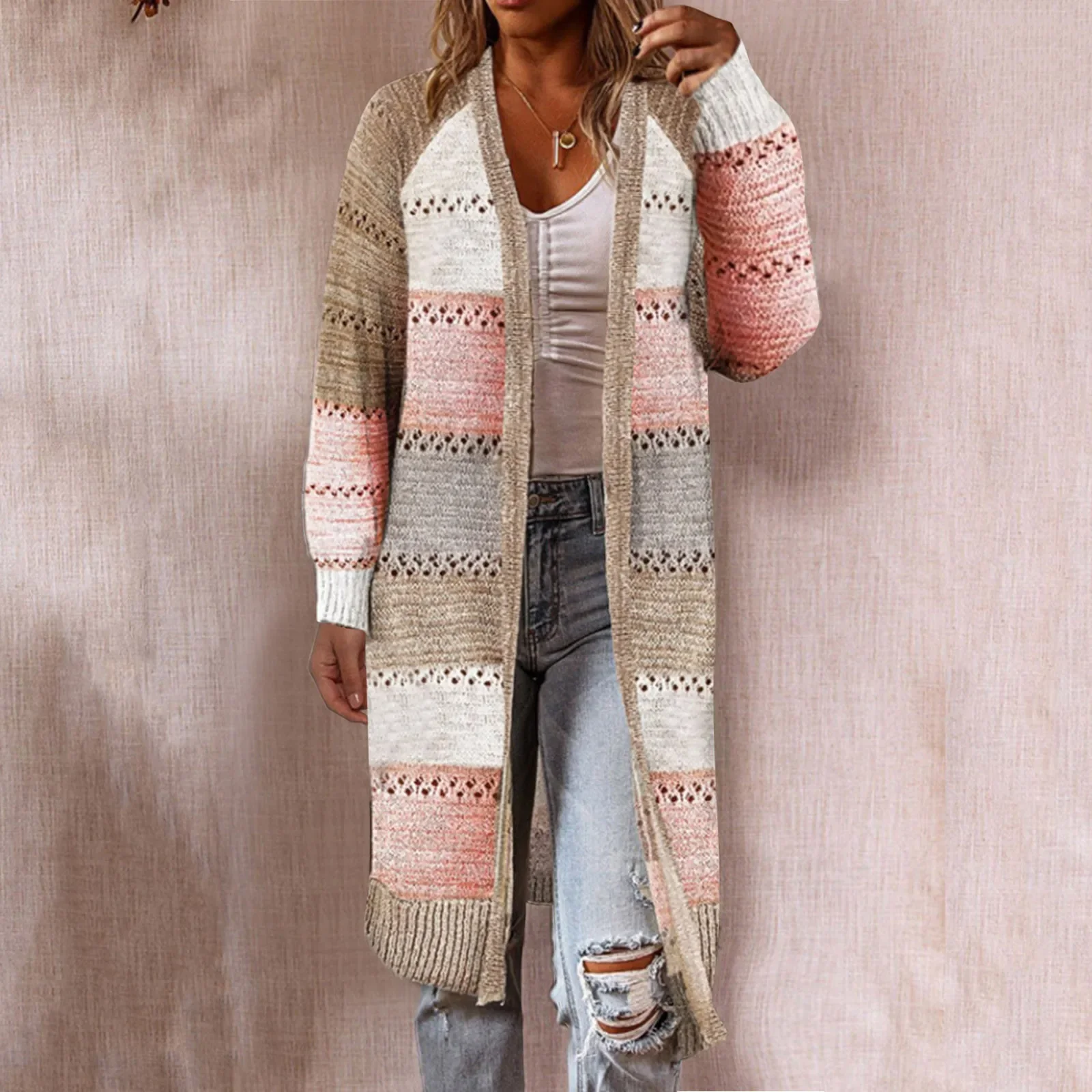 Winter Kintted Long Cardigans for Women Cable Knit Women Boho Open Front Zip Up Cardigan Sweater Coats Oversized Jactets