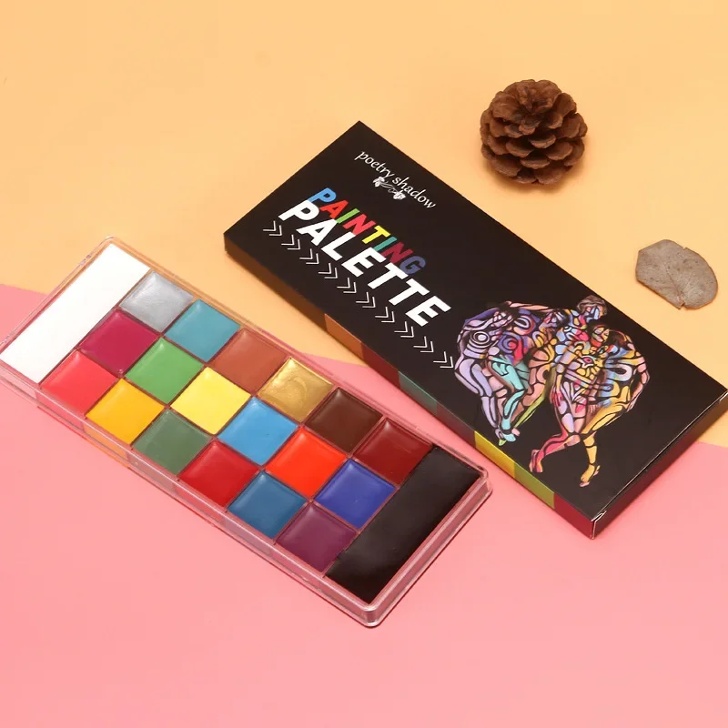 20-Farben-Gesichts- und Körperbemalung, ölsicher, für Kinder, Flash-Malerei, Kunst, Halloween, Party, Cosplay, Make-up, Kostüm, Schönheitspalette