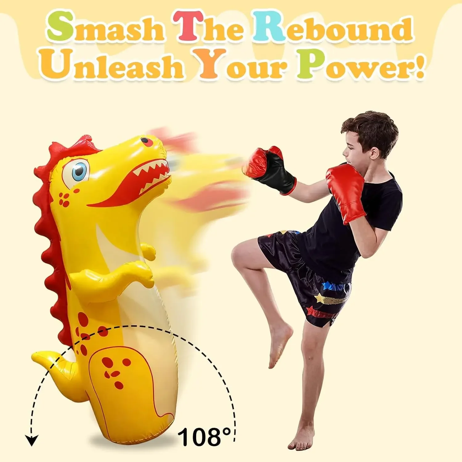 كيس رمل قائم على شكل ديناصور قابل للنفخ - لعبة لعبة تفاعلية للأطفال من نوع الارتداد للنشاط الداخلي والخارجي #2