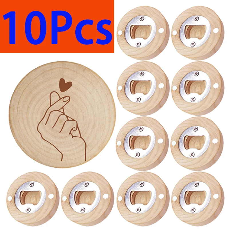 

10Pcs Heart Pattern Wood Bottle Openers Fridge Magnet Wooden Magnetic Bottle Opener Wedding Gift Souvenir For Guest