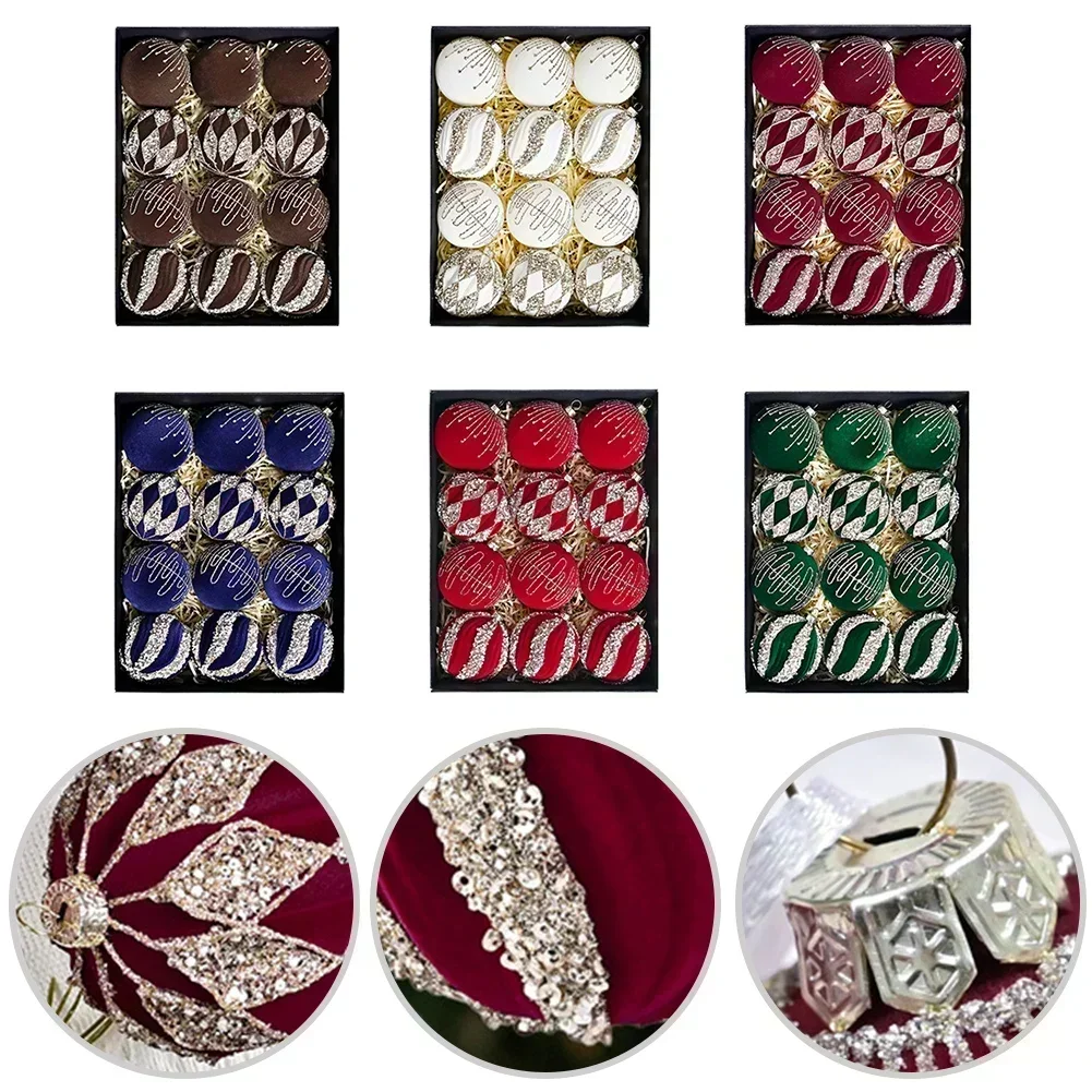 

12PCS 8CM Festive Christmas Tree Balls - Glittering Ornaments For Holiday Cheer Home Decor Accessory In Stock