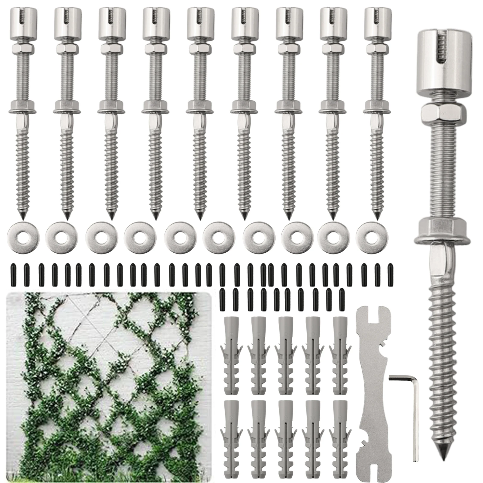 1pc Wire Trellis Kit Wall Trellis Set Rustproof Climbing Plant Trellis Cross Head Outdoor Garden Decoration Tools Accessories