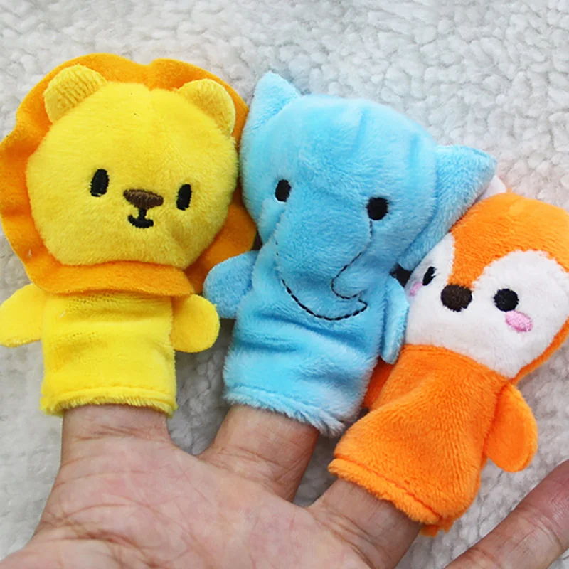 Animal Finger Puppet Soft Stuffed Toy Doll Cospaly Plush Doll Educational Baby Toys Kawaii Hand Finger Puppet