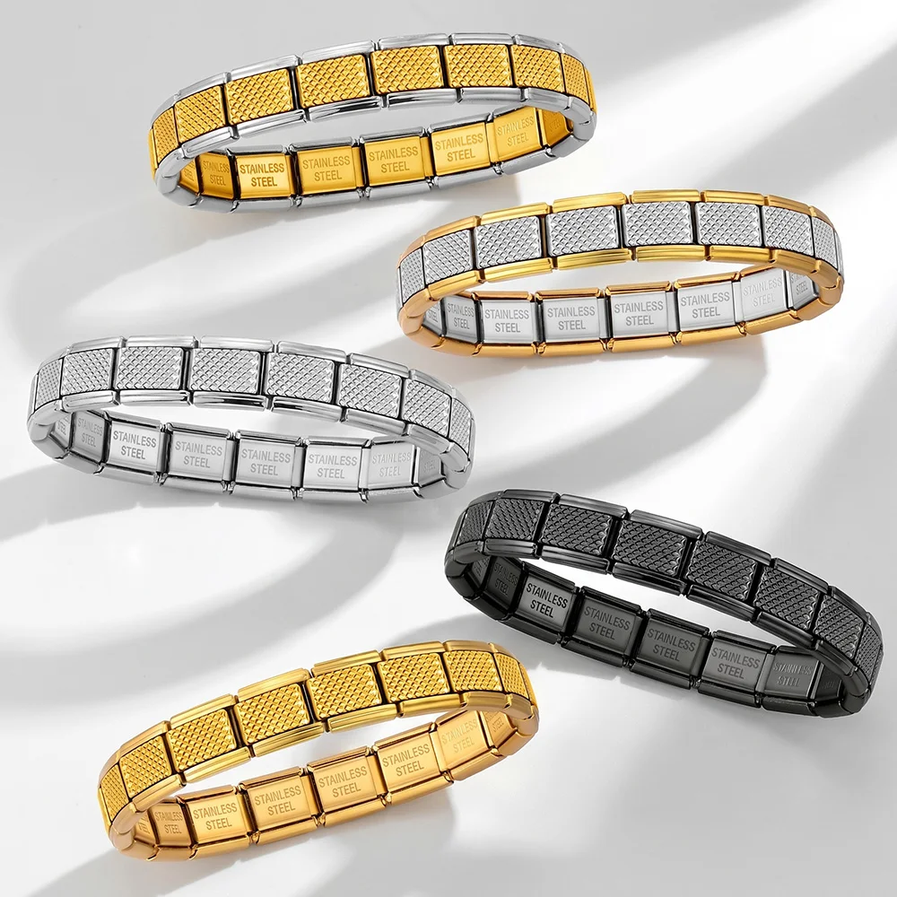 Herren-Armband aus Edelstahl mit Gitterstruktur, 9 mm, italienischer Charm-Armband, DIY, abnehmbare Schmuckglieder für Geschäftsmänner – Detail 4