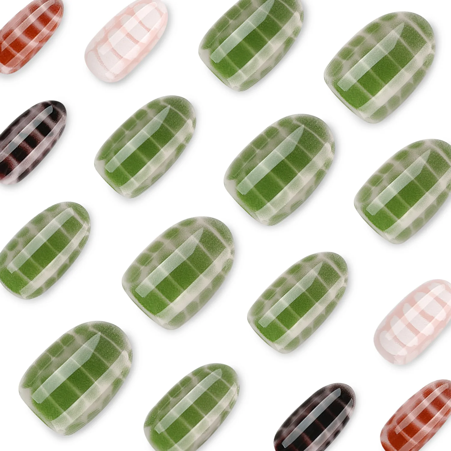Dopamine Press on Nails Alligator Print Almond Press on Nails Almond False Nails Colorful French False Nails French Almond Nail