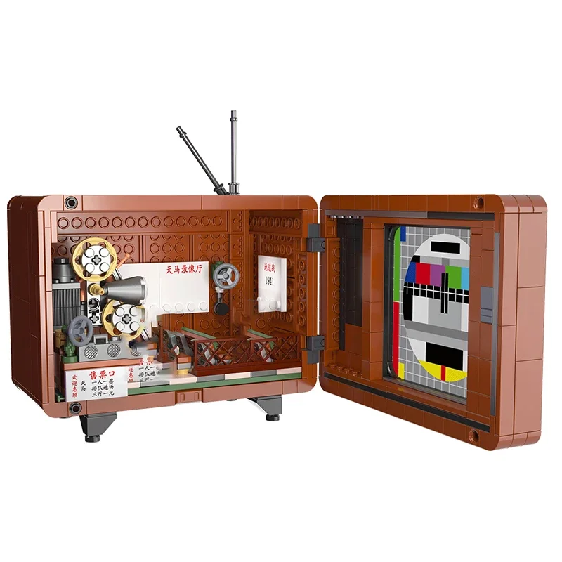 Retro Electrical Appliances Furniture Television Cassette Tape Player Washing Machine Fridge Building Blocks Model Brick Set Toy