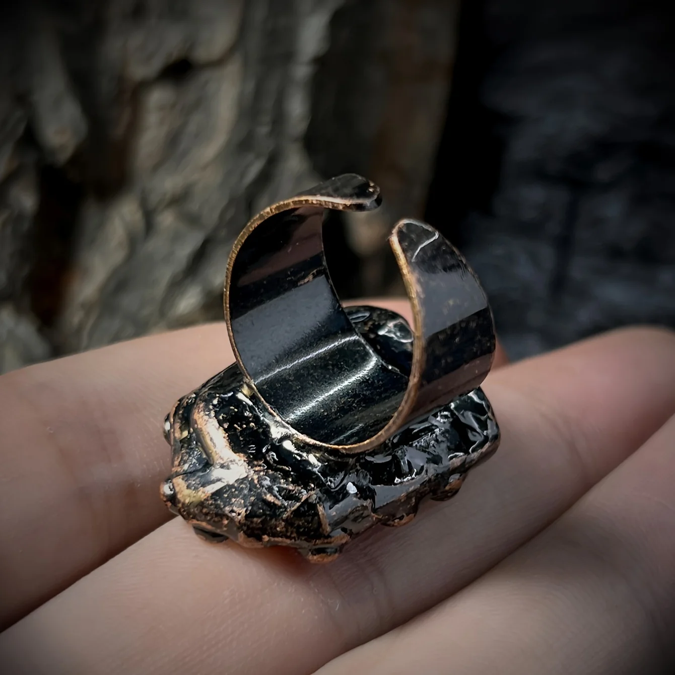 YEEVAA 1pc Vintage Cuff Ring Inlaid Dark Green Tourmaline Suitable For Men Women Match Daily Outfits Party Accessory Gift