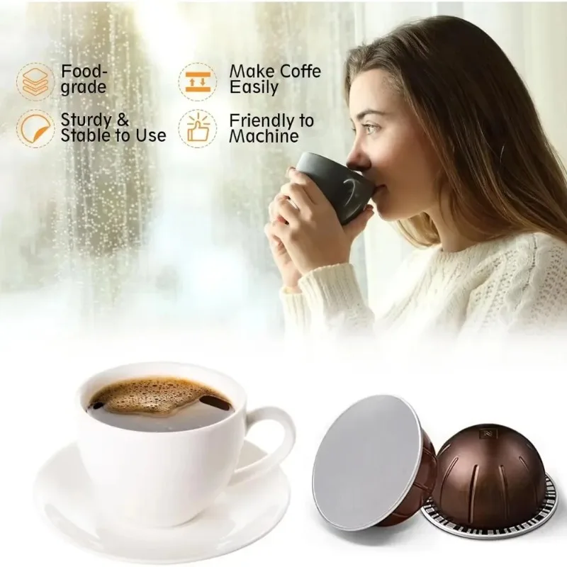 For Capsules Coffee Pod Reusable Cover  Adhesive Aluminum Foil Lids Seals Stickers Filling Disposable Empty