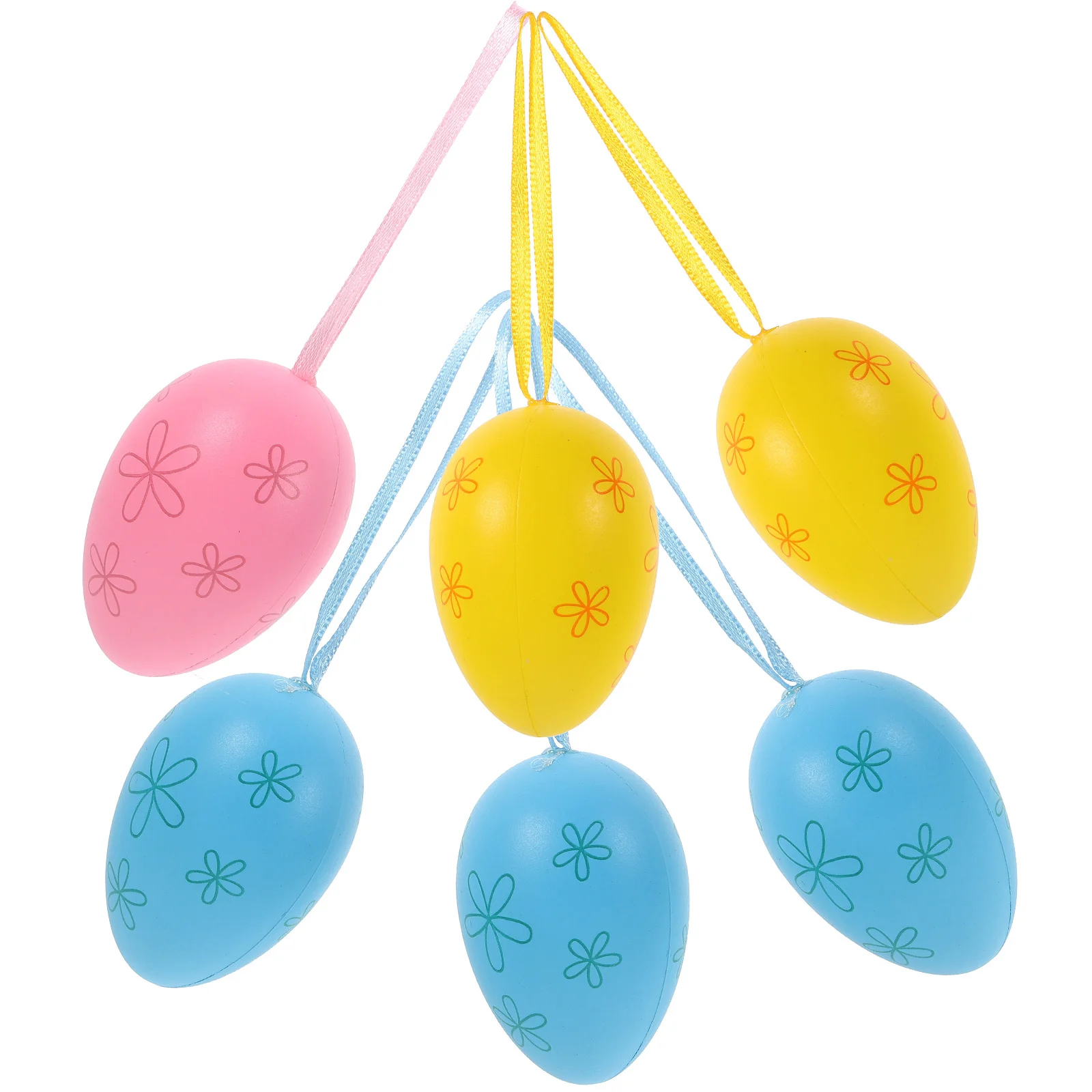

6Pcs Easter Egg Ornaments Painted Hanging Decorations Plastic Easter Tree Hanging Decor Party Supplies