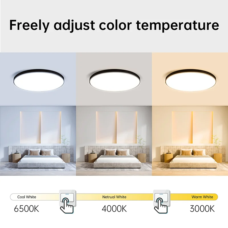 LED Ceiling Lights 110V-220v Modern 3 Color Lightig 18/30/40w Lamps For Home Decoration Interior Bedroom Living Room Fixture