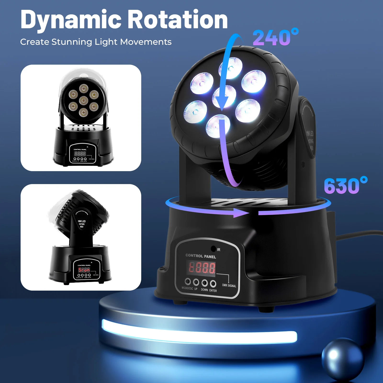 7x10W Moving Head LED Wash Light RGBWA+UV 6in1 Party-Licht DMX 512 für DJ Disco Hochzeit Party Nachtclub Licht Performance