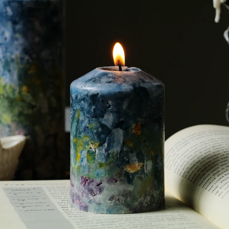 Creative Art Ornaments Candles Blue Wisteria Oil Candles Hand Rolled Candles Aromatherapy Gift Home Birthday Wedding Party Decor