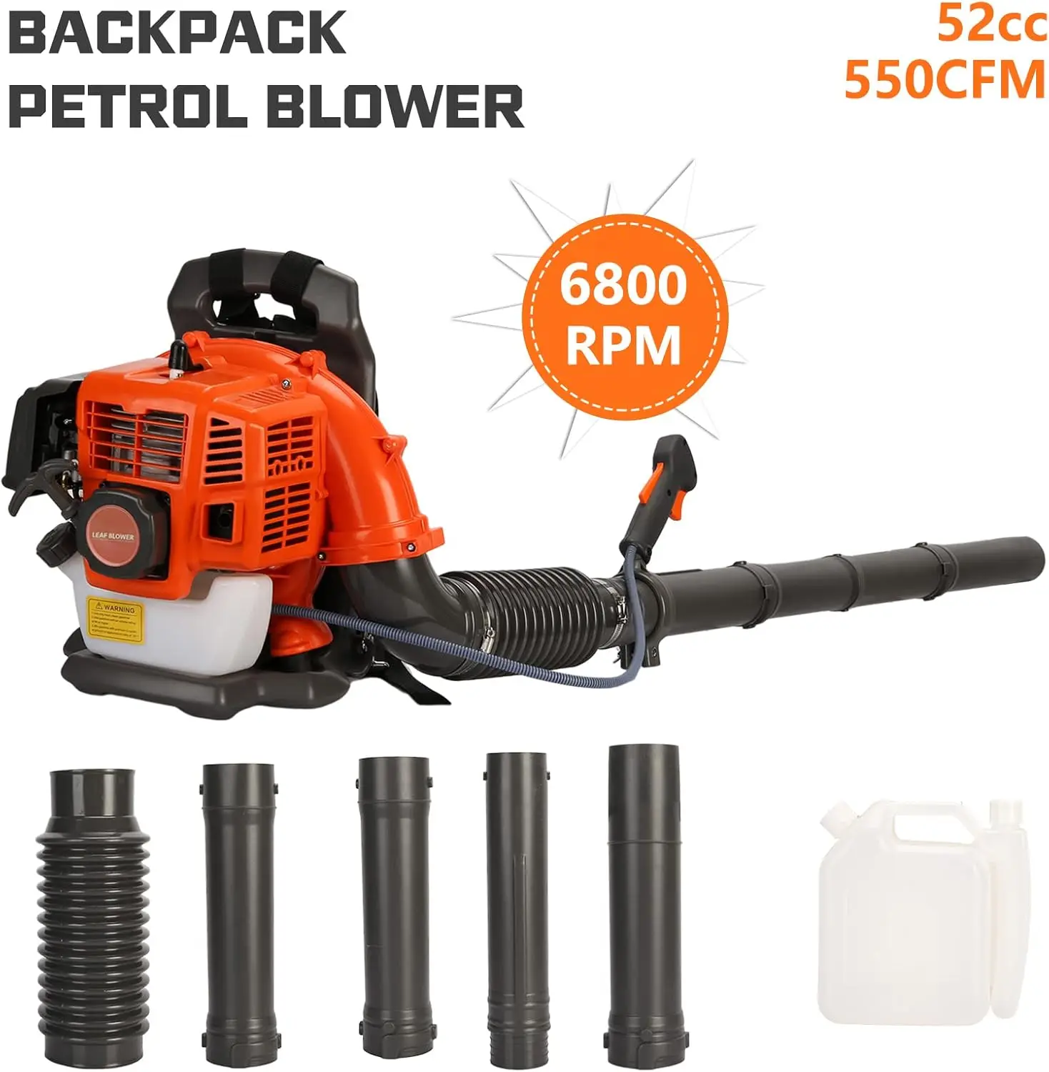 Gas Powered Leaf Blower,  2 Stroke Grass Lawn Blower Air Cooling Gasoline Backpack Grass Blower with Air-Cooled, Snow Blower for