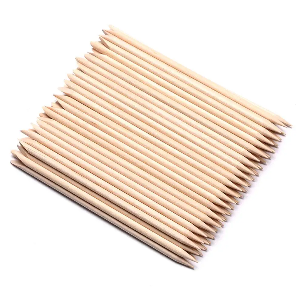 100Pc Wood Nail Sticks Double Sided Multi Functional Cuticle Pusher Remover Nail Pedicure Tool 110mm Natural Dead Skin Push Tool