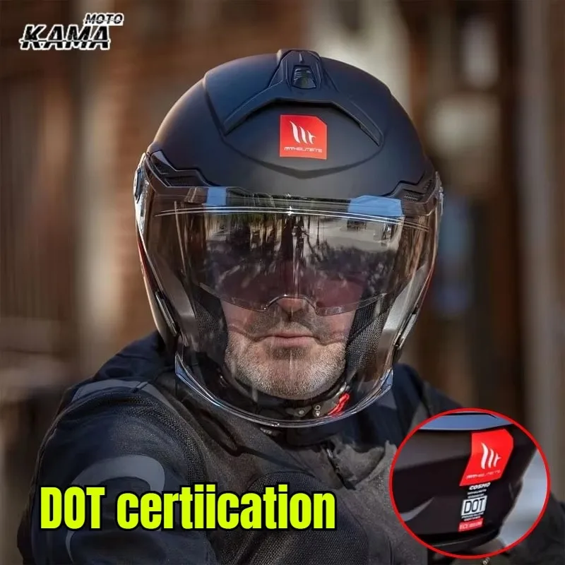 MT Motorcycle Helmet MT Cosmo SV 3/4 Open Face Helmet Men Women Breathable Double Lenses Tail Jet Scooter Motorbike Half Helmets