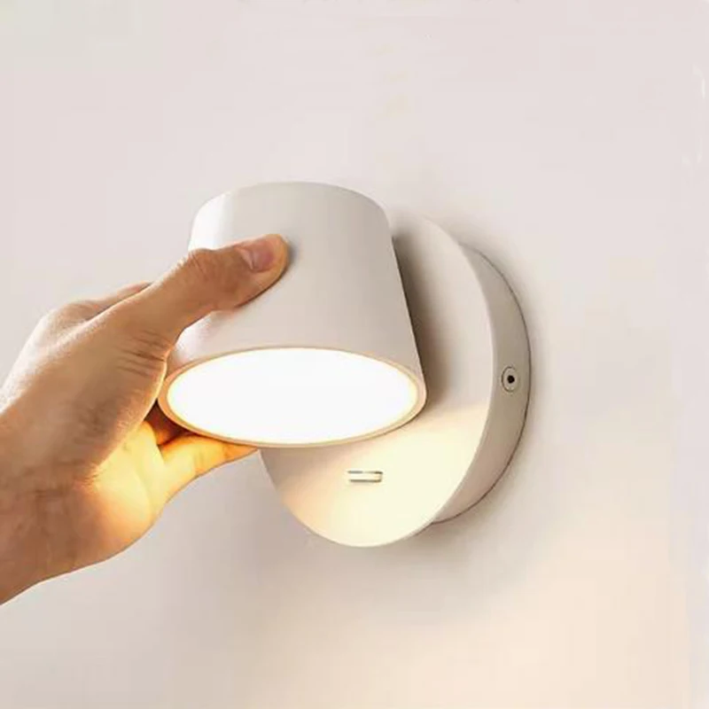 

Настенные светильники в скандинавском минималистичном стиле с кнопочным выключателем, черно-белые светодиодные настенные бра для гостиной, декор для коридора, настенный светильник для чтения