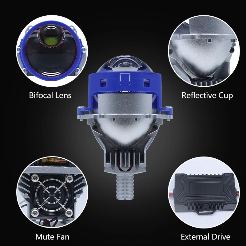 New P70 3 Inch Bi Led Laser Projector Lens Headlight 120w Led Universal Car H4 Projector Kit Laser Led Projector Lens Headlight