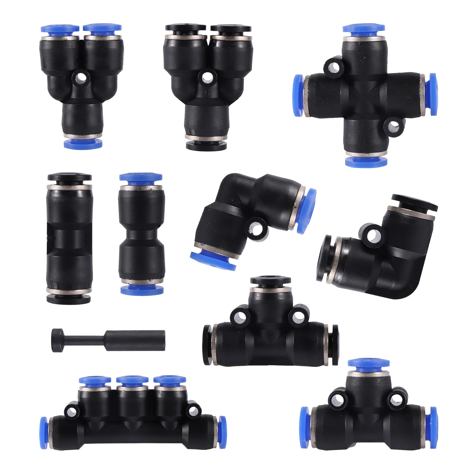 

8mm Slide Lock Quick Connector 3 Way Elbow Straight Through Gas Quick Release Plastic Push Garden Irrigation Connector 2pcs