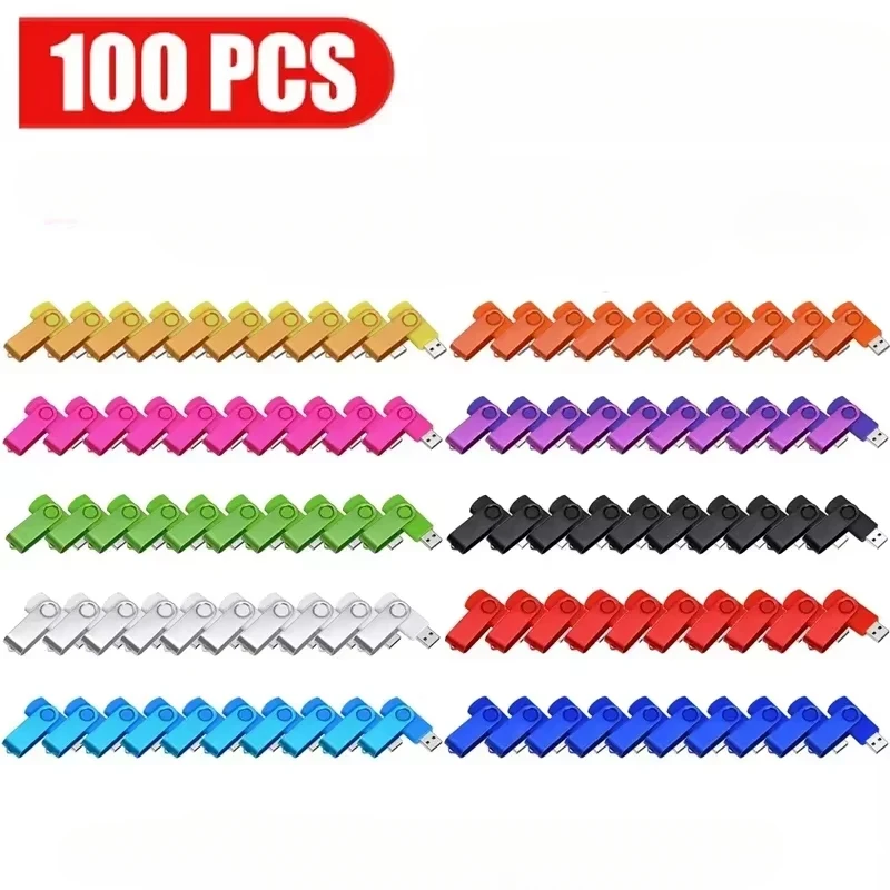 Free Custom 100PCS USB Flash Drive Pen Drive 256MB 512MB 1GB 2GB 4GB 8GB 16GB Pendrive Memory Stick 32GB 64GB USB Stick Gift