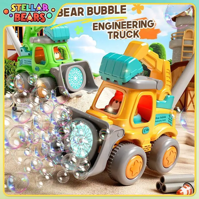 Carrinho automático de bolhas, carro de engenharia, máquina de bolhas, brinquedo infantil, máquina sopradora de bolhas, jogo de festa na praia ao ar livre