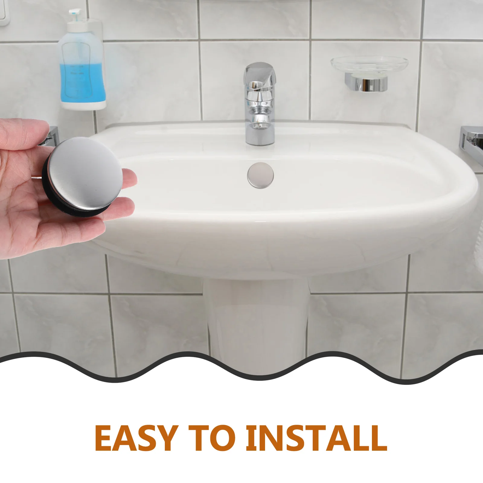 

2pcs Stainless Steel Kitchen Sink Hole Cover Universal Fit For Faucet Holes Countertop Bathroom Plug Drain Cover Splash Guard