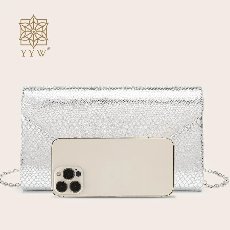 Schlangen muster Umschlag Clutch Handtasche Gold Silber Damen Kette Umhängetaschen weibliche Hochzeits feier Kupplungen Mini Messenger Geldbörse
