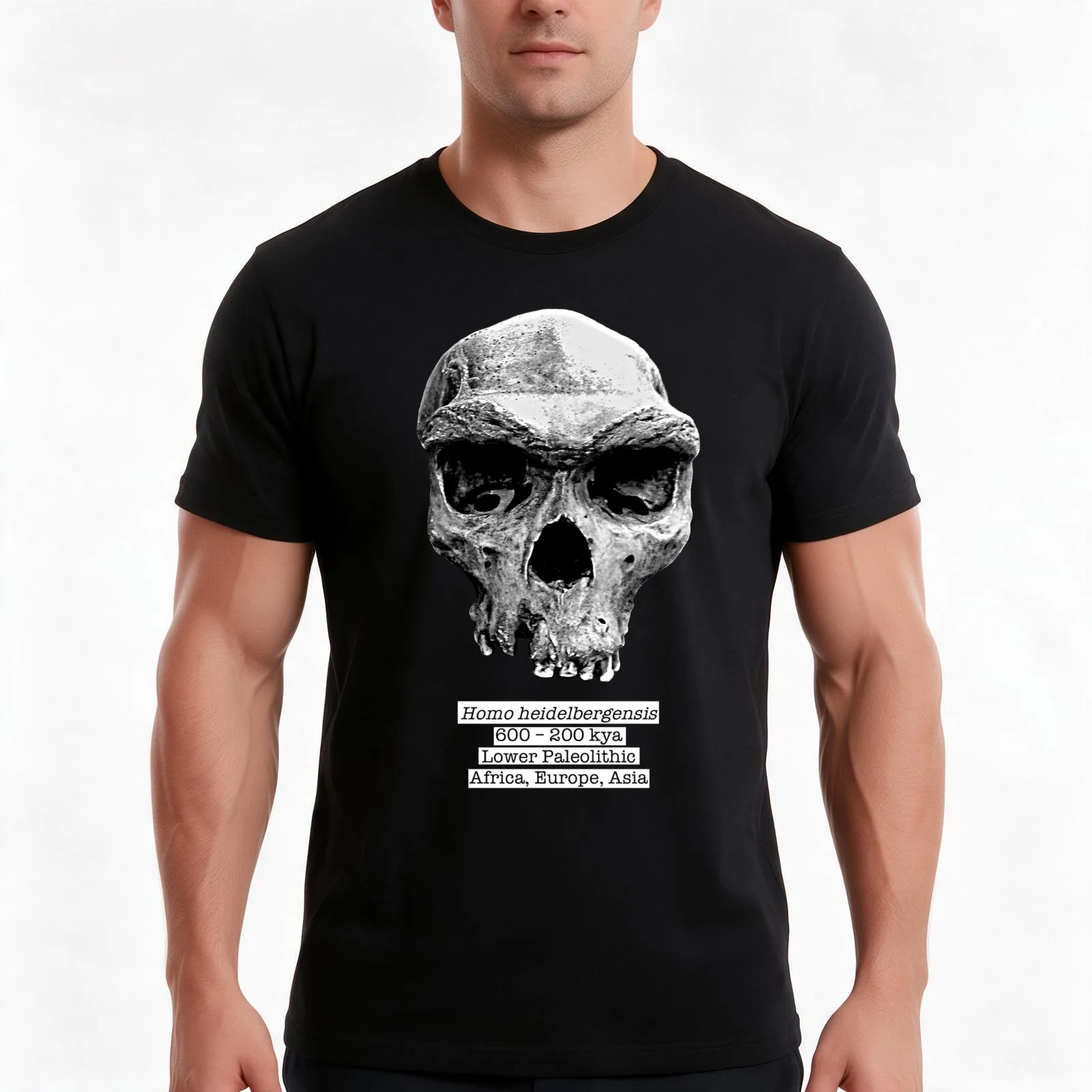 Homo heidelbergensis (rough) T-Shirt Summer Casual Cotton Tee Oversized Streetwear Tops Vintage Graphic Print 100% Cotton