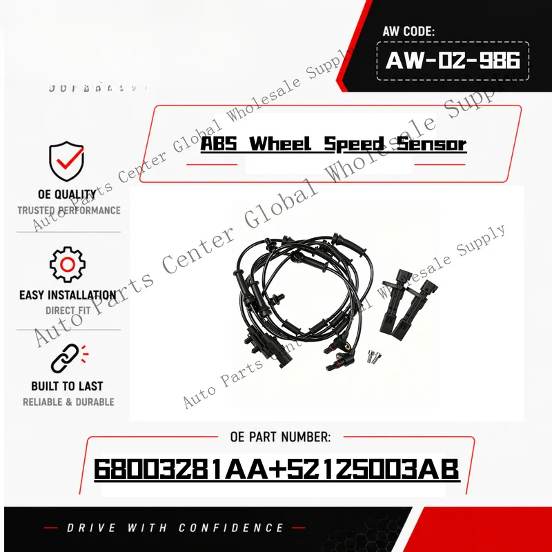 Z+ 4x Front Rear Right Left ABS Speed Sensor for 07-16 Jeep Wrangler