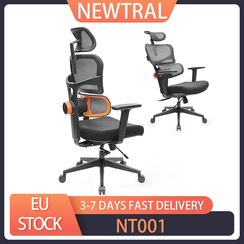 NEWTRAL NT001 Ergonomic Chair Adaptive Lower Back Support 3 Recline Angle Adjustable Backrest Armrest Headrest Nylon Base