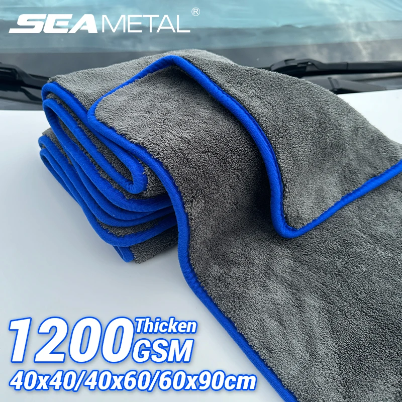 

SEAMETAL утолщенное полотенце для чистки автомобиля 1200GSM суперпоглощающее полотенце из микрофибры ультра-мягкое полотенце для сушки автомобиля без царапин