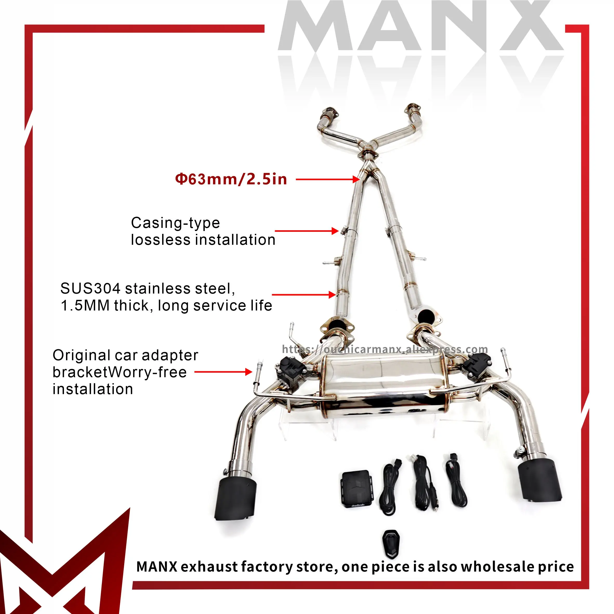 

MANX Car Exhaust system for Infiniti FX35 3.5L Stainless steels Catback Performance exhaust pipe with remote control valve