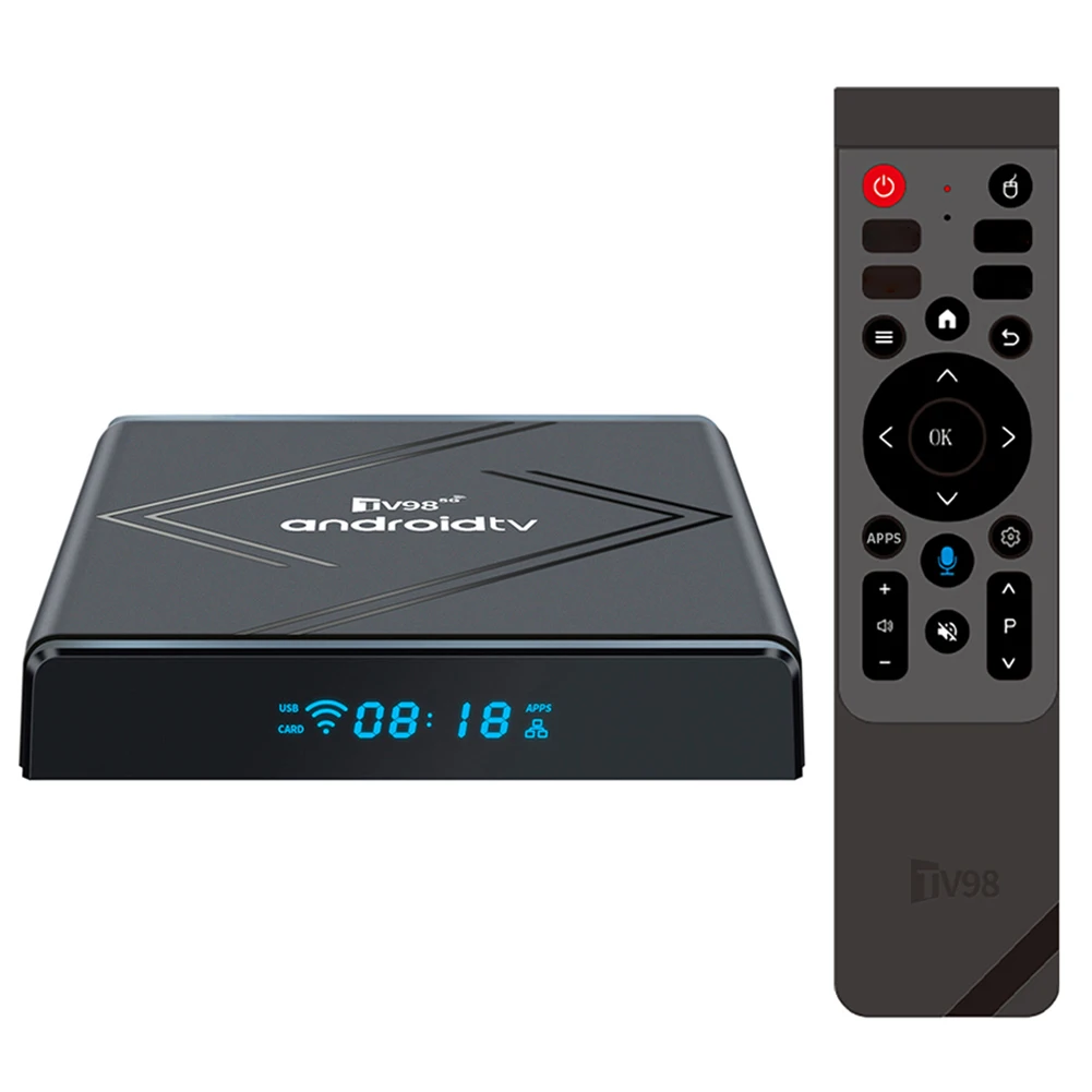 Android 14 TV Box 2.4G/5G Dual WiFi Media Player BT5.0 Set Top Box 2GB 16GB Android Box مع جهاز تحكم عن بعد