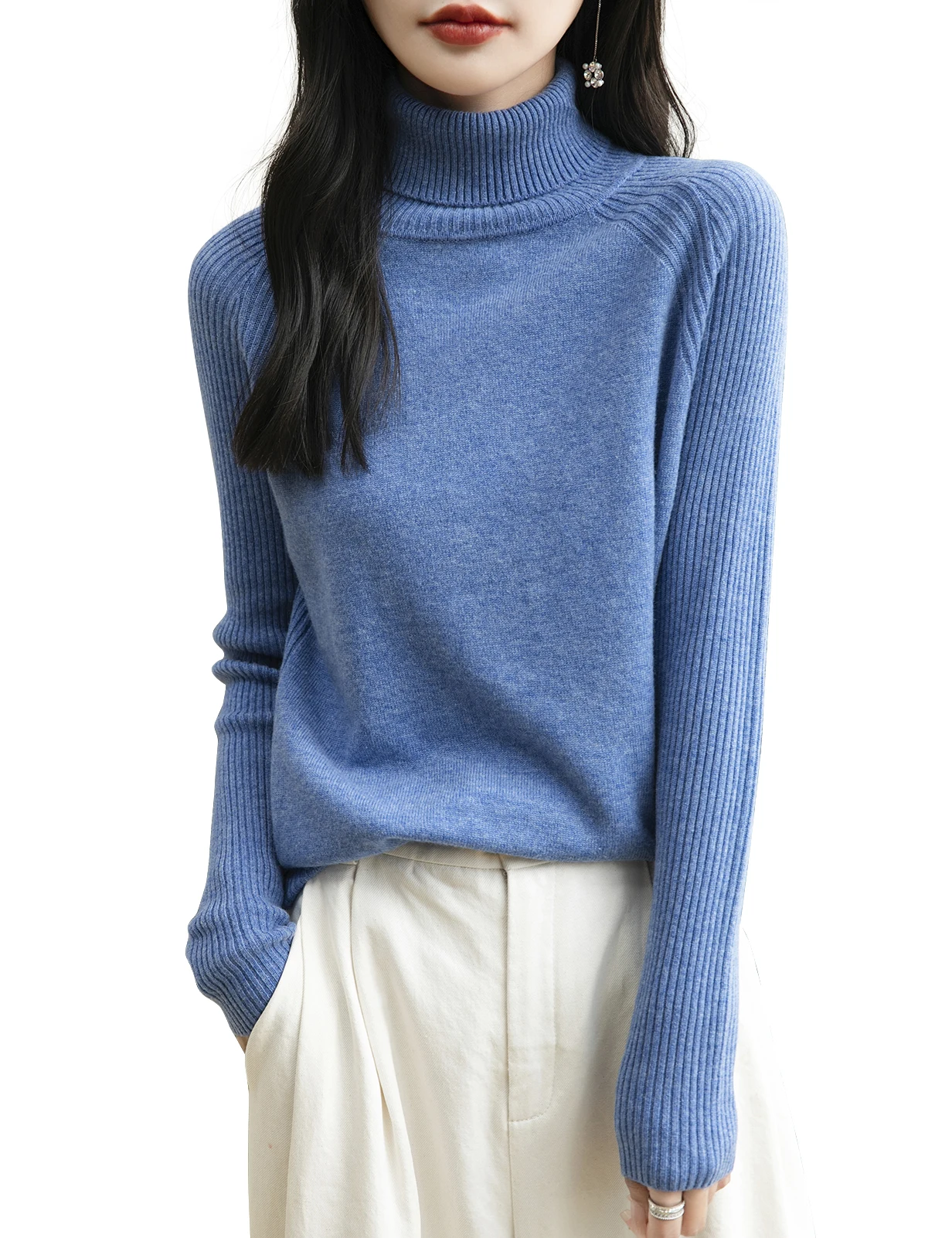 

Женский свитер с воротником из 100% мериносовой шерсти, новый осенне-зимний теплый мягкий джемпер, женский вязаный пуловер, женский кашемировый свитер, вязаный