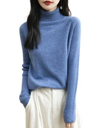 100% Merino Wool Turtleneck Women Sweater New Autumn Winter Warm Soft Jumper Women Knitted Pullover Femme Cashmere Sweater Knit