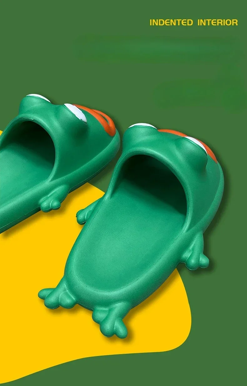 Sommerliche süße Frosch-Slipper für Damen und Herren – EVA Weiche, rutschfeste Indoor- und Outdoor-Sandalen, lustige Tier-Flip-Flops, Strand- und Garten-Clogs – Detail 4